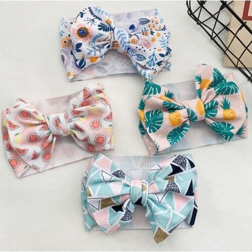 Cute Floral Baby Girl Headband Soft Elastic Newborn Headbands For Girls Big Bow Wide Kids Infant Turban Baby Hair Accessories