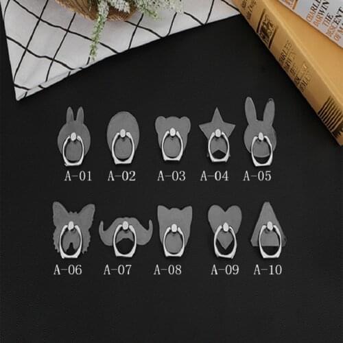 Transparent Mobile Phone Finger Ring Holder Cute Cartoon Cat Heart Mustachio clear Phone Holder Ring Stand