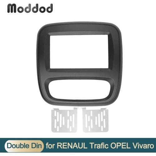 Double Din Radio Fascia for Renault Trafic Opel Vivaro 2015 Dashboard Bezel Stereo Panel CD DVD Dash installation trim kit frame