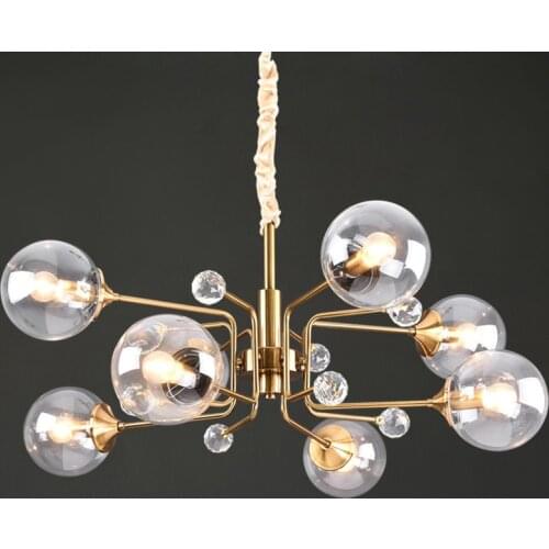 E14 Luxury Nordic LED Chandelier Lighting Glass Ball Multi-head Hanging Lamp For Dining Living Room Bedroom Indoor Home Deco