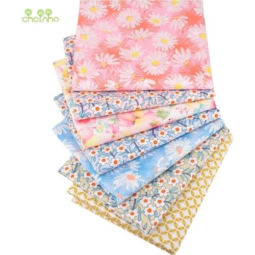 Daisy Floral Series,Printed Twill Cotton Fabric, For DIY Sewing Quilting Baby & Childrens Bed Clothes Material