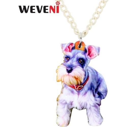 WEVENI Statement Acrylic Anime Schnauzer Dog Necklace Pendant Collar Bijoux Jewelry For Women Girls Cheap Kids Gifts Wholesale