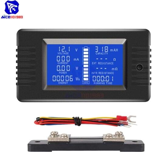 Diymore PZEM-015 50A Shunt Battery Tester Voltage Amp Power Capacity Internal & External Resistance Residual Electricity Meter