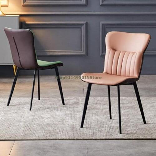 Nordic Backrest Restaurant Dining Chair Makeup Backrest Manicure Stool Modern Minimalist Hotel Negotiation Leather Chair