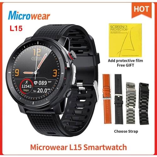 Microwear L15 Smart Watch Men 1.3Inch IP68 Waterproof Blood Pressure Heart Rate Pedometer Weather L13 L16 Smartwatch