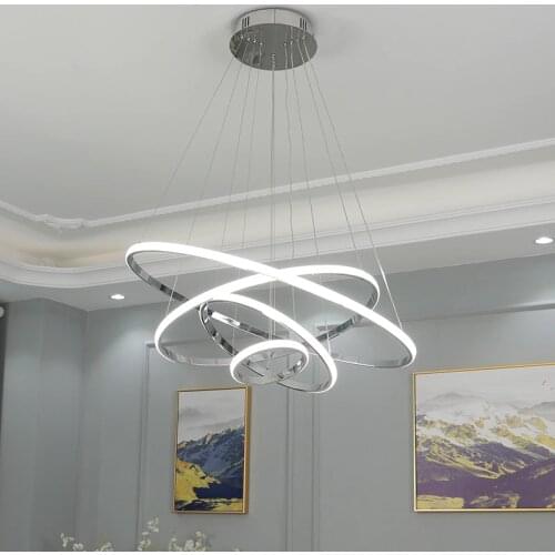 Chrome Plated 4/3/2 Rings Modern LED Chandelier for Dinningroom Livingroom Hanging Nordic Lamp Led Lustre Pendant Chandelier
