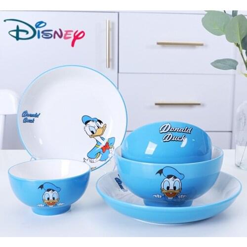 Disney Donald Duck Rice Bowl Plate Dish Noodle Tableware Creative Saucer Christmas Gift Ceramic Bowl Household Cartoon