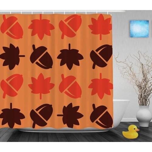 Cute Ice Cream And Maple Decor Bathroom Shower Curtain Colorful Kawaii Shower Curtains Waterproof Polyester Fabric With Hooks