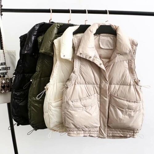 SEDUTMO Winter Duck Down Vest Women Ultra Light Short Oversize Waistcoat Autumn Casual Pocket Puffer Jacket Slim Parkas ED1271