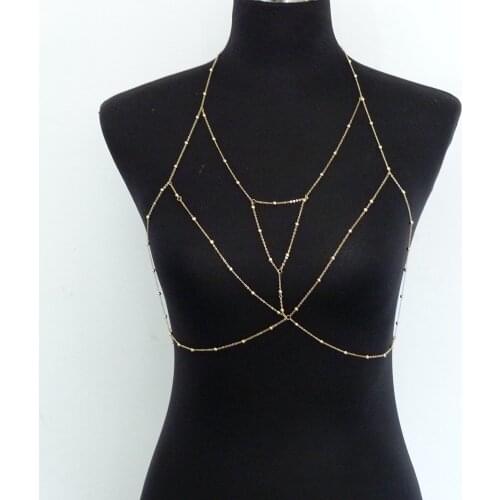 2020 New Fashion Body Chain Necklace Women Sexy Multilayer Gold/Silver Plated Beach Bikini Harness Bralette Chain Body Jewelry