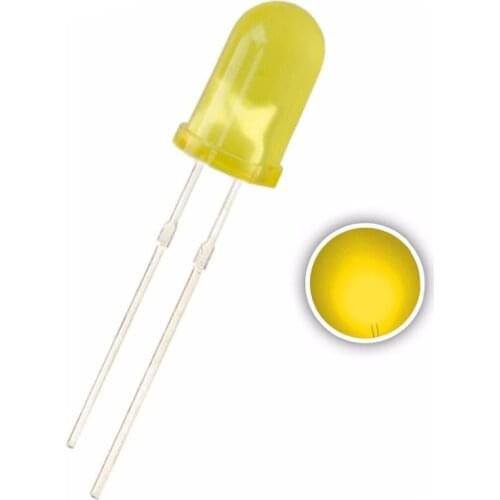 100pcs 5mm Diffused Round LED Diode Yellow Through Hole LED Light-Emitting Diode 5 mm 20mA DIP Lamp Light