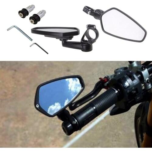 2pcs Oval CNC Motocycle Side Rearview Handlebar Motorcycle Side Mirror Swivel Black