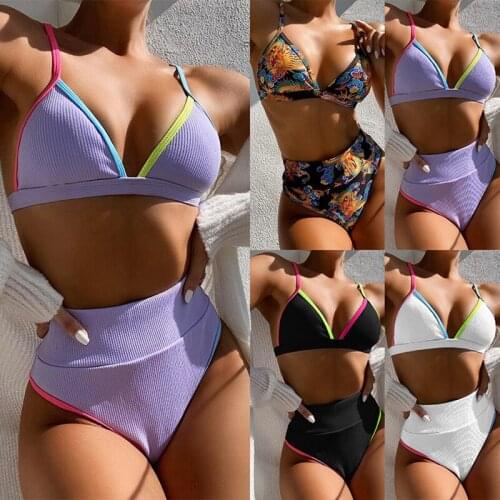 2021 Personality New Color Edge Beach Swimsuit European and American Sexy Style Split Bikini Swimming Wading Sports