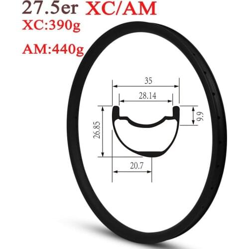 27.5er MTB AM/XC Carbon Rim Hookless Asymmetric Rims 35mm Width Tubeless Ready For All Mountain And Cross Country Bike Wheels