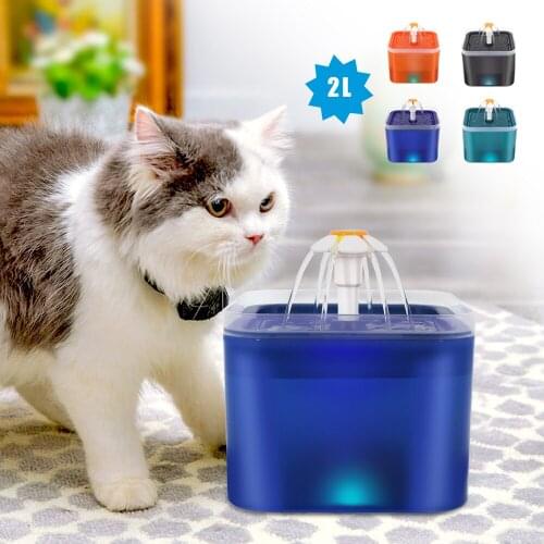 2L Cat Automatic Water Fountain Electric USB Pet Dog Drinker Feeder LED Light Dogs Cats Drinking Dispenser Bowl Fountains