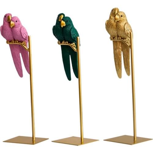 3D Resin Gold Parrot Ornaments Nordic Simulated Animal Bird Crafts TV cabinet Home Desktop Decoration Miniature Figurines Gift