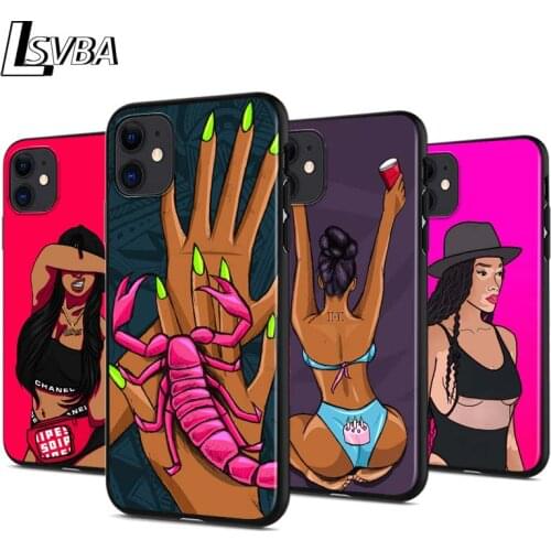 Cute Girl Summer Art For Apple iPhone 12 Pro Max Mini 11 Pro XS Max X XR 6S 6 7 8 Plus 5S Bright Black Phone Case