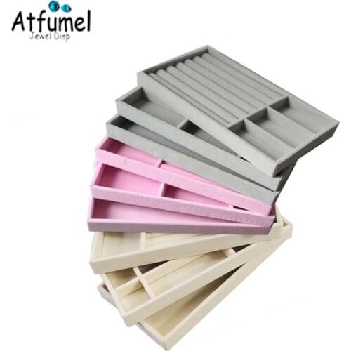 Flannel Earrings Jewelry Tray Necklace Bracelet Jewelry Display Case Cabinet Drawer Storage Box Wedding Ring Holder Box 3Pcs