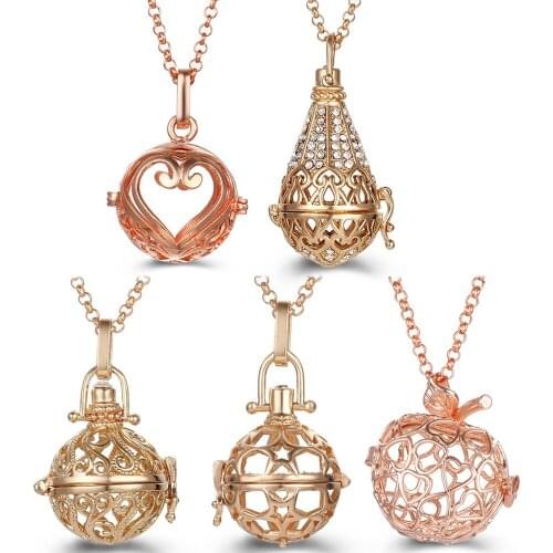 Mexico Chime Angel Wings Music Ball Necklace Vintage Perfume Locket Necklace Aromatherapy Essential Oil Diffuser Pendant Lockets