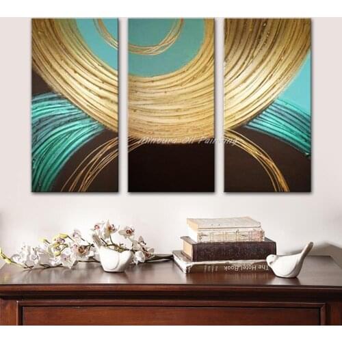 100% Hand-painted Best-selling Yellow Green Black Wall High Q. Home Decoration Abstract linellae Oil Painting On Canvas 3pcs/set