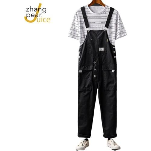 Fashion Men Full Length Pants Jumpsuits Patchwork Joggers Chic Buttons Rompers Streetwear Men Overalls Pants S-5XL