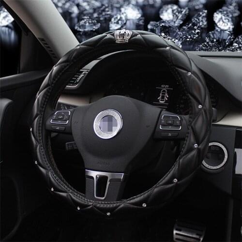 Fashion LadiesCar Steering Wheel Cover 38CM Auto Steering-wheel Cover Crystal Crown Studded Rhinestone Cars Interior Accessories