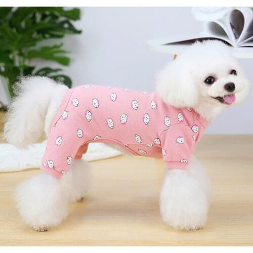 Dog Jumpsuit Round Neck Cartoon Print Soft Puppy Four-legged Home Apparel Puppy Costume Puppy Sleepwear Jumpsuit