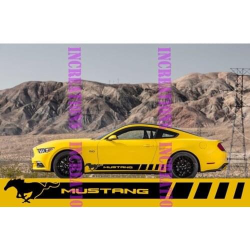 For 1Set/2pcs Ford Mustang Racing Side Stripes Decals Gt Shelby Convertible Sticketrs Car styling