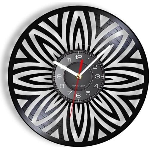 Flower Of Life Longplay Record Wall Clock Blossomed Flower Shaped Decorative Wall WatchLaser Cut Handicraft Art Gifts For Mother
