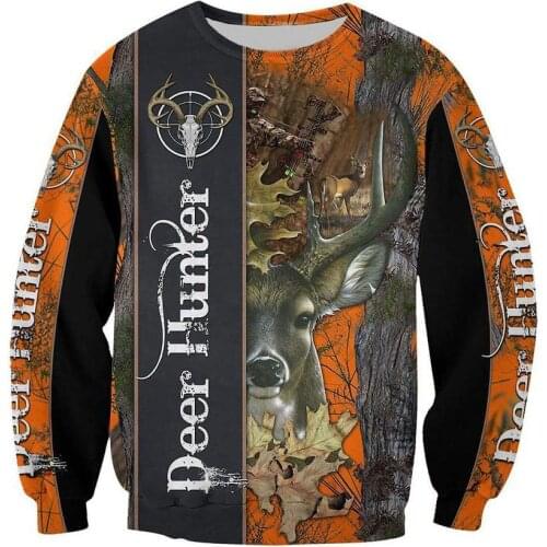 New unisex casual sweatshirt deer hunter 3D printed hooded sweatshirt street casual sweatshirt hoodie zipper hoodie