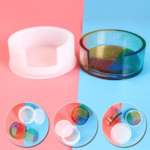 DIY Resin Coaster Molds Storage Box Silicone Mold For Epoxy Resin Handmade Making Coasters Home Decor Mould