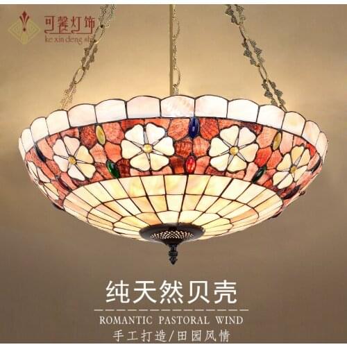 Can Be Sweet And Warm Lighting Tiffany European Style Retro Natural Shell Restaurant Living Room Lighting luminaire suspendu