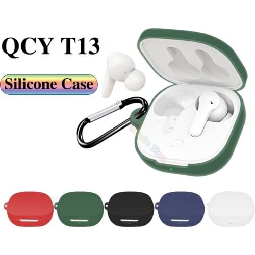 Transparent Earphone Case For QCY T13 Earbuds Earphone Cover Charging Box with Anti-drop Buckle For qcy t13 cover