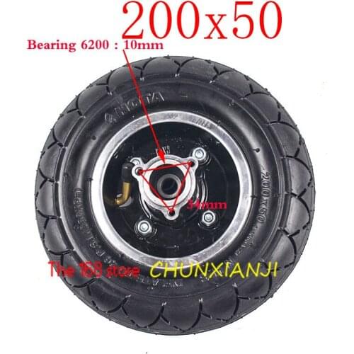 Size 200x50 Electric Scooter Tyres With Wheel Hub 8"Scooter Inflation Electric Vehicle Aluminium Alloy Wheel Pneumatic Tire