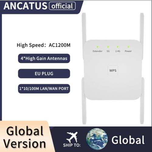 ANCATUS GLWDA1232W 5Ghz Repeater 5G Wifi Amplifier 1200Mbps Wi Fi Extender Long Range Router Wi-Fi Booster 4 Antenna