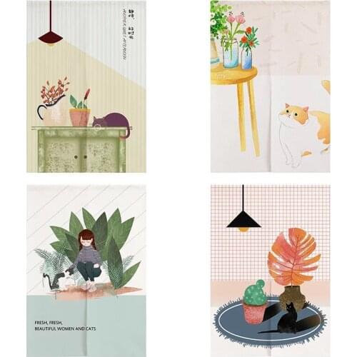 Cartoon Cat Kitchen Bedroom Door Curtain Geomantic Half Panel Curtain Home Decoration Blackout Curtain Doorway Hanging Curtain
