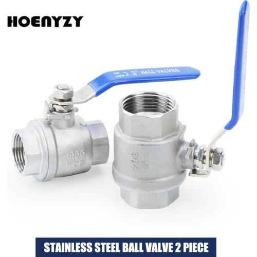 2PCS 1/2" 3/4" 1" 1-1/4" 1-1/2" BSP Female Thread 304 Stainless Steel Two Piece 2P Ball Valve For Water Oil Gas
