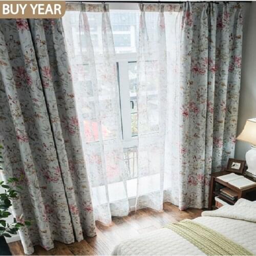 Modern Simple Curtains for Living Dining Room Bedroom EuropeanStyle Printed Curtains with One-sided Light Shielding Fabri Tulle