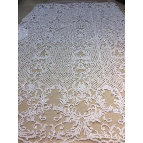 Super Quality glitter African Net Lace with beads Indian Lace Materials French Lace Fabric SYJ-10191 for party dress