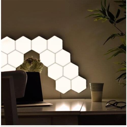 LED Hexagonal Wall Lamp Splicing Combination Hexagonal Lamp Bedroom Decoration Night Light Touch Sensor Light Atmosphere Light