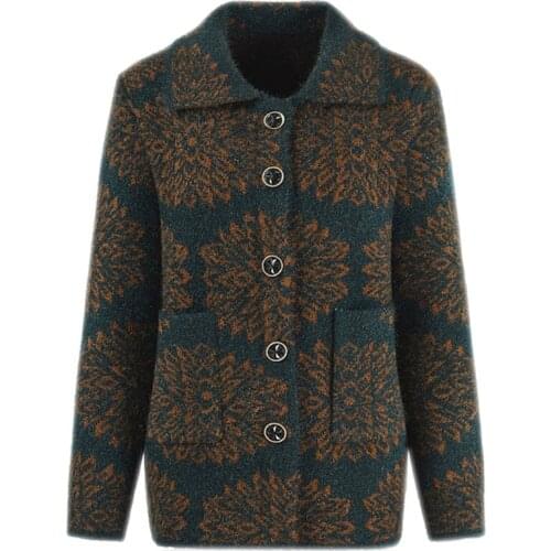 Middle-Aged Elderly Womens Sweaters Cardigan Jacket Spring Autumn Winter External Wear Knit Sweaters Outerwear Coats Tops W782
