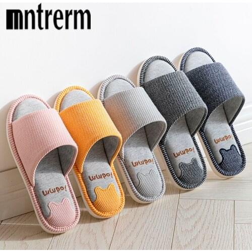 Mntrerm 2020 Linen Shoes Women Household Slippers Indoor Floor Shoes Summer Womens Mute Slippers Sandals Slippers
