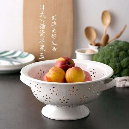 Thickening Nordic simple porcelain enamel fruit basket creative fruit tray multifunctional household snack storage food tray