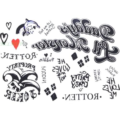 Waterproof Temporary Tattoo Sticker joker clown dolphin heart tatto flash tatoo fake tattoo for men 7