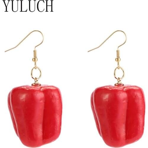 YULUCH Girl exaggerated fruit pendant earrings, woman fruit and vegetable jewelry lady multicolor party accessories WOMEN
