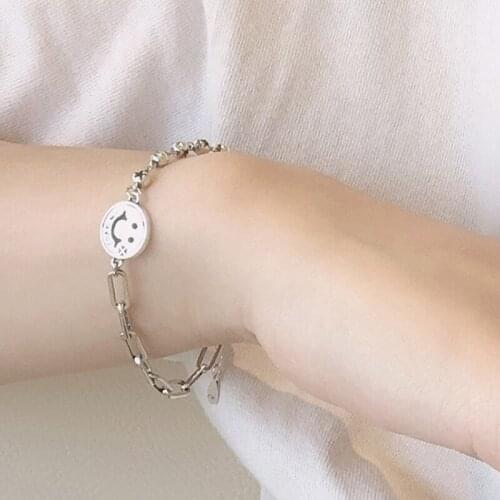 Womens Bracelets For Girls Silver Chain 925 Jewelry 2021 Couple Charms Galactic Friendship Luxury Goth Shining Smiling Face