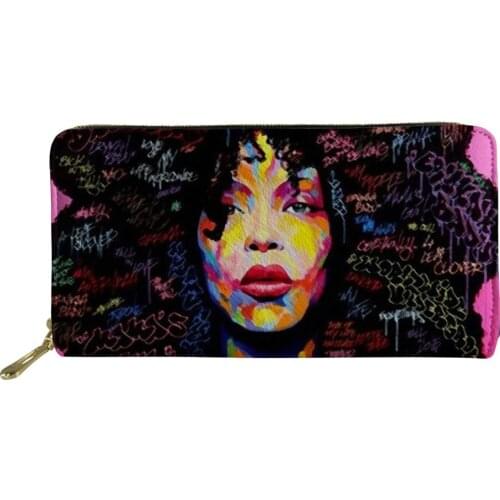 HaoYun African Girls Printing Female Purses & Wallets Zipper Luxury Long Wallets Slim Women Small Purse Fashion Coin Pockets