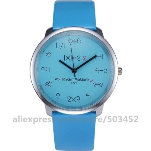 100pcs/lot Womage 9728 Women Watch Cute Wristwatch PU Belt Cute Watches Personality Number Scale orologio uomo For Girl