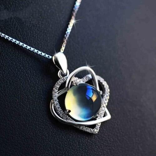 Utimtree Fashion Box Chain Choker Necklaces for Women 925 Silver Cubic Zirconia Heart Pendants Necklace Statement Jewelry Gifts