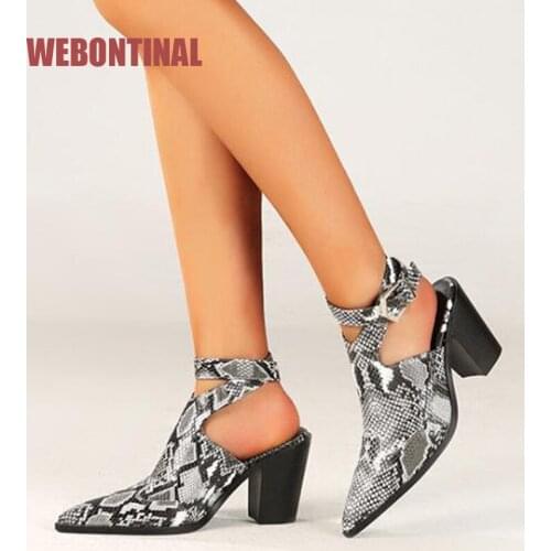 Snake Print Shoes Women Sandals For Ladies Party Summer Pointed Toe High Heels Sandles Fashion Slingback Sandalias Footwear